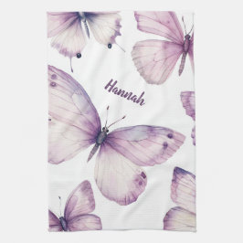 Pano De Prato Borboleta Roxa Aquarela ELEGANT NOME PERSONALIZADO