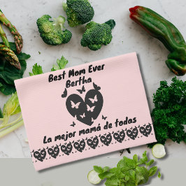 Pano De Prato Borboletas e Nome Personalizado do Coração, Rosa B