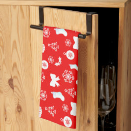 Pano De Prato Brancos Negros no Natal Vermelho