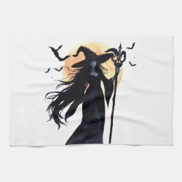 Pano De Prato Bruxa Mística em Lua Cheia