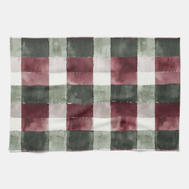 Pano De Prato Burgundy Red Green Cream White Xadrezes Stripes