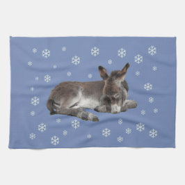 Pano De Prato Cachorro Cachorro Dormindo com Flocos de Neve