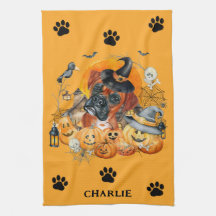 Cachorro Personalizado do Boxer Halloween Pumpkin