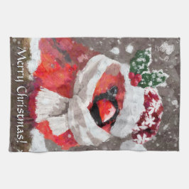 Pano De Prato Cardeal Bird Scarf & Hat no Natal da Neve