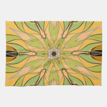 Cartografia Mandala Flor Verde Amarelo e Laranja