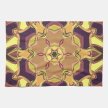Cartoon Mandala Flor Amarelo Púrpura e Laranja