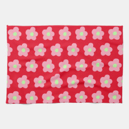 Pano De Prato Cherry Blossoms em Red