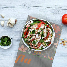 Pano De Prato Cinza de nome personalizado do padrão de bolos ama