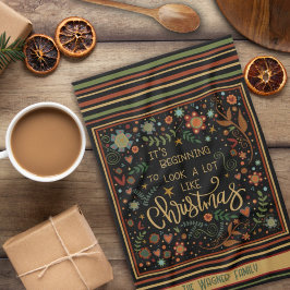 Pano De Prato Citação de Natal Simples Personalizada