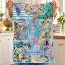 Coastal Turquoise Pink Mediterranean Collage