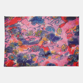 Pano De Prato Cor de Água Original do Jardim das Flores Rosa e R