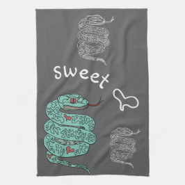 Pano De Prato Coração Doce Cobra Negro