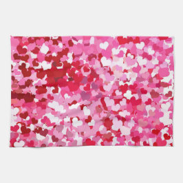 Pano De Prato Corações de Confetti Rosa