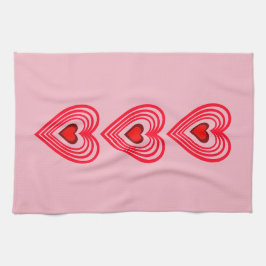 Pano De Prato Corações Vermelhas Rosa Brilhantes Adoram 4Marla