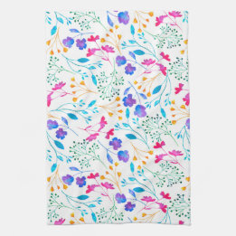 Pano De Prato Cozinha Floral de Cozinha com Aquarela Colorida