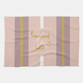 Pano De Prato Customized Blush Pink Gold Stripe Monogram Chic 