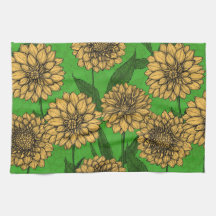 Dahlias em amarelo e verde