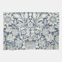 Design de girassol (por William Morris) Tea Towel