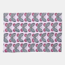 Pano De Prato Design de Padrão de Borboleta Rosa de Outubro