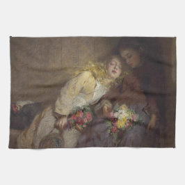 Pano De Prato Duas Meninas Jovens Retornando Para Casa