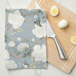Pano De Prato Dusty Blue Chinoiserie Floral Porcelana