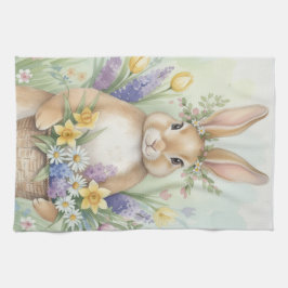 Pano De Prato Easter cute bunny floral kitchen towel