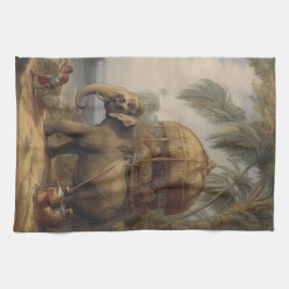 Pano De Prato Elefante de cena botânica com howdah também