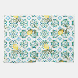 Pano De Prato estilo italiano,azulejos,majolica,limão,Impressão 