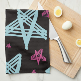 Pano De Prato Estrelas Balançando Rosa Azul Preto 