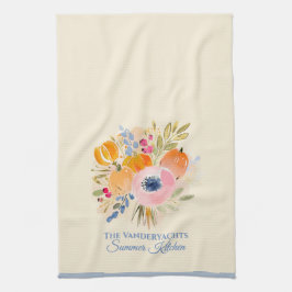 Pano De Prato Fall Pumpkin & Floral Watercolor | Autumn Decor