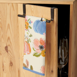 Pano De Prato Fall Pumpkin & Floral Watercolor Pattern Farmhouse