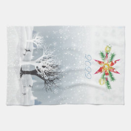 Pano De Prato Feliz Natal e Feliz ano novo! XMAS 2024 Neve K