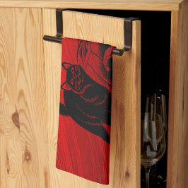 Pano De Prato Festa de Halloween Mau Black Cat Pumpkin Red Scary