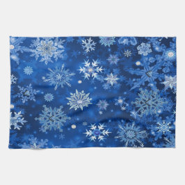 Pano De Prato Flocos de neve de Natal Azul e Prata