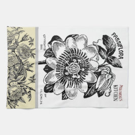 Pano De Prato Flor de Paixão Antiquado - Sua Escolha de Texto