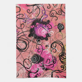 Pano De Prato Floral moderno do abstrato cor-de-rosa do Splatter