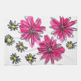 Pano De Prato Flores Brancas e Rosa Quiméricas