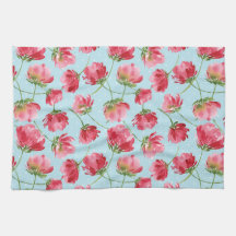 Flores de Aquarela Vermelho Carmesim Espalhadas Bo