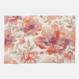 Pano De Prato Flores de Pastel de Aquarelas Laranja Claro