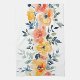 Pano De Prato Flores Elegantes em Aquarela Solta 