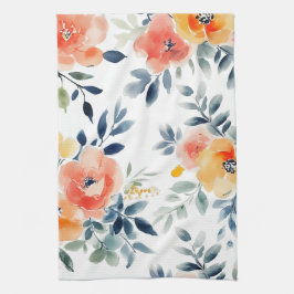 Pano De Prato Flores Elegantes em Aquarela Solta 