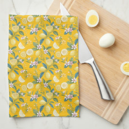 Pano De Prato Fresh Lemon Floral Botanical Pattern 