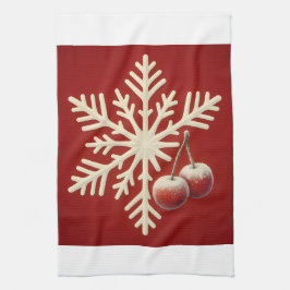 Pano De Prato Frozen Cherry Snowflake – Winter Magic Design