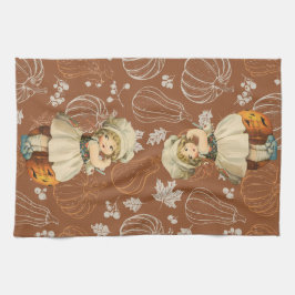 Pano De Prato Garota Carving Apple Halloween