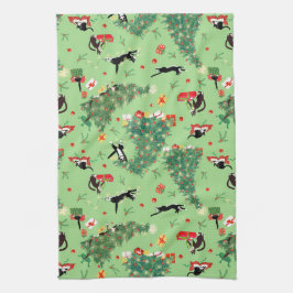 Pano De Prato Gato de Árvore de Natal Engraçado