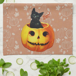 Pano De Prato Gato de Halloween em Pumpkin