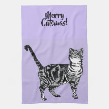 Gato Malhado Feliz Natal Roxo Lavanda Pastel