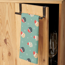 Pano De Prato Gatos de Natal no Padrão de Santa Hats