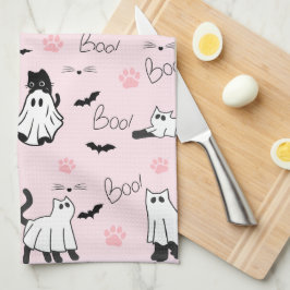 Pano De Prato Gatos Fantasmas Fofos Halloween