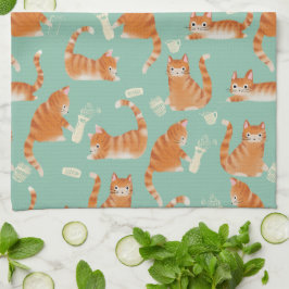 Pano De Prato Gatos Laranja Maus A Baterem